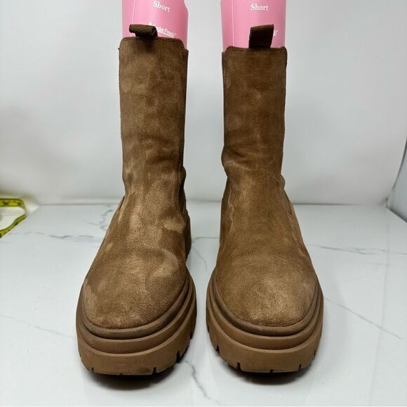 Zara Tan Suede Ankle Boots- Size 10 - Picture 2 of 11